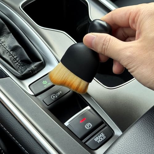 Car Detailing Brush, Soft Bristle Cleaning Brush, Scratch-Free Auto Duster Tool for Dashboard, Air Vents, Leather & Interior Cleaning (Black&Brown with Cap) - color: Black&brown With Cap