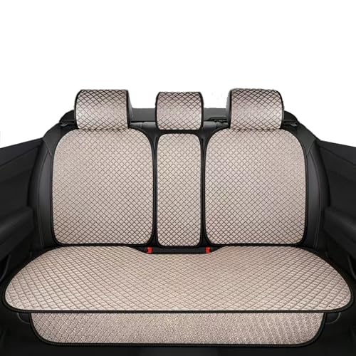 Breathable Back Seat Cover-Universal Rear Seat Mat for All Seasons, Car Rear Seat Protector with Polyester Silk Material, Non-Slip Bottom. Fits 95% of Sedans, SUVs, Vans.(Beige) - color: Beige-Rear seat