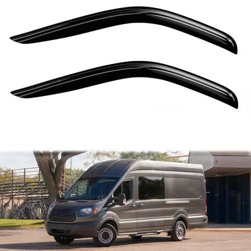 2PC Rain Guards for 2014-2025 Ford Transit Commercial Models Window Visors Deflectors Sun Shades Vent Tape On Out Channel - size: 14-24 Ford Transit
