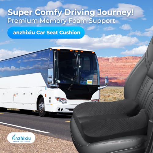 anzhixiu Elevated Car Seat Cushion for Improved View – Reduces Lower Back Pressure & Supports Spine – Ideal for Long Trips – Black Truck Seat Cushion