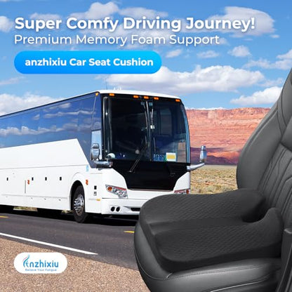 anzhixiu Elevated Car Seat Cushion for Improved View – Reduces Lower Back Pressure & Supports Spine – Ideal for Long Trips – Black Truck Seat Cushion