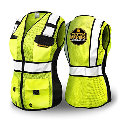 KwikSafety - Charlotte, NC - RoadBOSS Economy & Premium Safety Vest for Women [SNUG-FIT] Class 2 ANSI Tested OSHA - color: Yellow, size: Large, style: 1 Pack