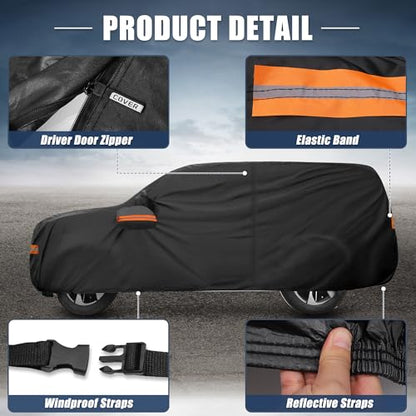 X AUTOHAUX Car Cover for Chevrolet Tahoe 4 Door 2007-2020 Aluminum Film Outdoor Waterproof Sun Rain Snow Hail Protection with Driver Door Zipper - size: for Chevrolet Tahoe 4 Door 2007-2020