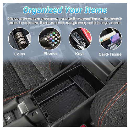 Center Console Organizer Compatible with 2023-2026 Honda HR-V Interior Accessories, Armrest Tray＆Dashboard Storage Organizer Box, Fits both Honda HRV 7-inch and 9-inch Screen