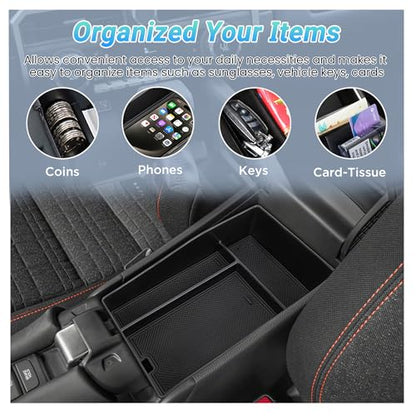 Center Console Organizer Compatible with 2023-2026 Honda HR-V Interior Accessories, Armrest Tray＆Dashboard Storage Organizer Box, Fits both Honda HRV 7-inch and 9-inch Screen