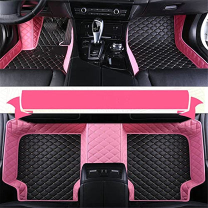 Custom Waterproof Leather Car Floor Mats Fit for Most Car SUV Truck & Sportscar All Weather Protection Vehicles (Black+Pink) - color: Black+Pink