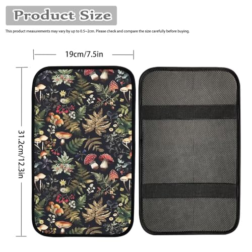 Dreaweet Car Armrest Cover Pad Black Center Console Cover Replacement for Car SUV Truck Sedan,Cute Mushroom Car Accessories for Women Girly - color: Mushroom Leaf