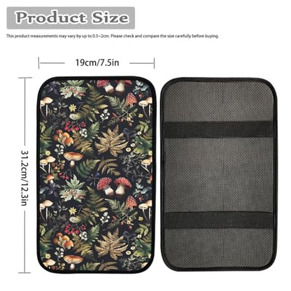 Dreaweet Car Armrest Cover Pad Black Center Console Cover Replacement for Car SUV Truck Sedan,Cute Mushroom Car Accessories for Women Girly - color: Mushroom Leaf
