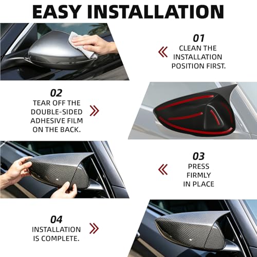 PENSUN 2Pcs ox Side Rear View Mirror Cover Fit for Honda Accord 2018-2022 Accessories Car（Carbon Fiber Pattern）