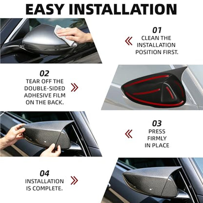 PENSUN 2Pcs ox Side Rear View Mirror Cover Fit for Honda Accord 2018-2022 Accessories Car（Carbon Fiber Pattern）