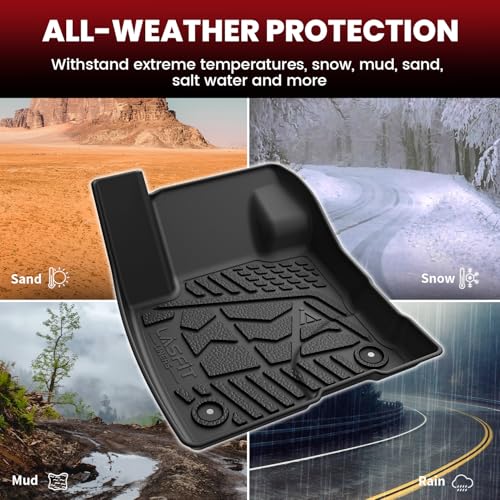LASFIT Floor Mats for Ford Maverick 2022-2025 2026 (for EcoBoost Gasoline Models Only) All Weather Car Floor Pretoctor TPE Truck Liners for Ford Maverick Gas, 1st & 2nd Row Black - style: 6) Maverick Gasoline| 22-26 | 2Rows