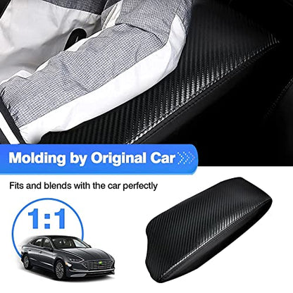 Autorder Center Console Cover for Hyundai Sonata 2020 2021 2022 2023 Accessories Carbon Fiber Armrest Cover Anti-Scratch Middle Console Pad Leather Armrest Protector - size: Hyundai Sonata 2020-2023