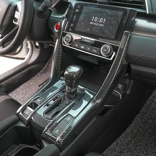 YINGTUU for Honda Civic 10th Gen 2016-2021 Accessories Gear Shift Panel Frame Cover Carbon Fiber Pattern - color: Gear Shift Panel, a