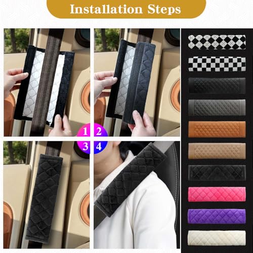 Yumikoo Plush Seat Belt Pads - Set of 2 Cozy & Soft Car Seat Belt Cushions for Comfortable Travel - Perfect for Road Trips and Airplane Rides (Black) - color: black