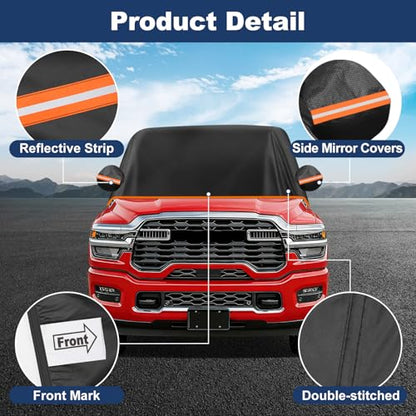 QUNSUNUS Ram 1500,2500,3500 Cab Cover All Years,Waterproof Ram Cab Cover with Cotton Liner, All Weather Truck Cover Cab Only with Adjustable Straps and Zipper for Wind, Sun, UV and Dust Protection - size: for Ram 1500&2500&3500 Cab Cover