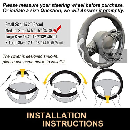 PINCTROT Comfy Grip Steering Wheel Cover, Anti-Slip Design, Universal 14.5-15 Inch(Silicone White) - color: 5.White, size: Medium(Standard) Size[14 1/2''-15'']