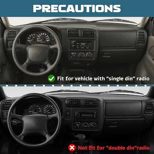 KUAFU Dash Radio Trim Bezel Cover Compatible with 1998-2004 Chevy Chevrolet S10 Blazer GMC Jimmy Dashboard Radio Panel Only Fit Single Din - color: Black