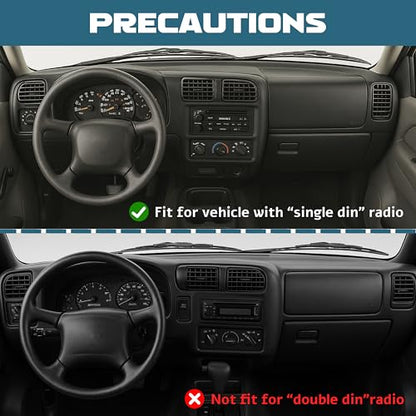 KUAFU Dash Radio Trim Bezel Cover Compatible with 1998-2004 Chevy Chevrolet S10 Blazer GMC Jimmy Dashboard Radio Panel Only Fit Single Din - color: Black
