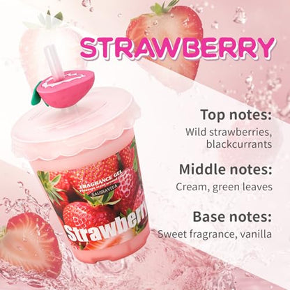 Diffusers for Home Strawberry Scent 2 Pack, Bathroom Diffuser Fruit Cup Shape for Office, Air Freshener Diffuser Gel Leak-Proof Car & Room, Bathroom Scent Diffuser for Friends and Family - color: Strawberry