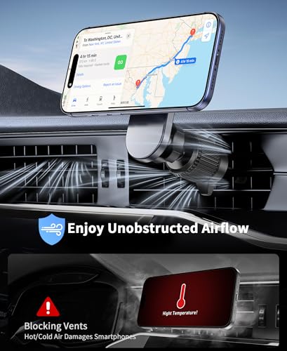 for 25W Magsafe Car Mount Charger with [Cooling Fan], Magnetic Phone Holder for Car, Car Vent Phone Mount with 63W Car Charger, Magnetic Wireless Car Charger for iPhone 17/16/15/14/13/12 Series