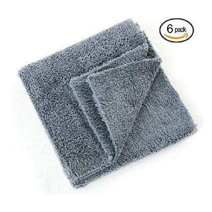 Kingsheep Edgeless Microfiber Towel Car Drying Wash Buffing 6Pack 16"x16" Ultra Plush 450gsm Detailing Cloth (Gray) - color: Gray