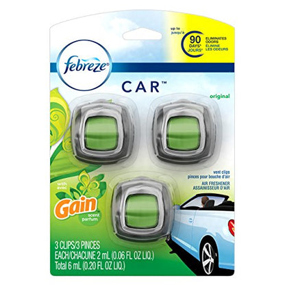 Febreze Car Vent Clip Air Freshener, Gain Original, 0.037 Pound - size: 3 Count (Pack of 1)