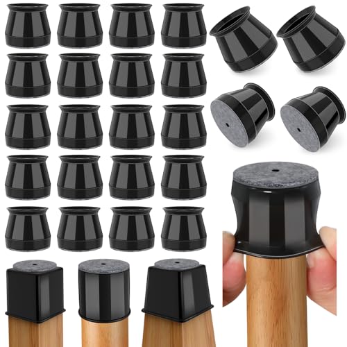 24 Pcs Chair Leg Floor Protectors Round, Silicone Felt Furniture Leg Pads Caps Covers for Hardwood Floors (Fit 15/16" to 1-5/16") - color: Black, size: Round M