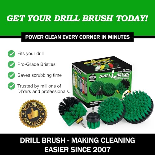 Kitchen Drill Brush Set - Drill Powered Cleaning Tools for Stainless Steel Sink, Copper Sink, Stove Top, Oven, Pots, Pans, & Cabinets - Pot Scrubber - Air Fryer Cleaning Brush Set- Stove Cleaner Kit - color: Green