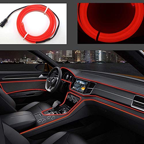 El Wire Neon Light, Car Interior LED Lights for Xmas Halloween Christmas Car Interior Decoration(3m/9ft,Red) - color: Red, size: 3M