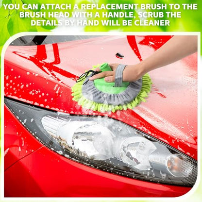 Layhit 5 Pcs Car Wash Mitt Set, Brush Not Included, Microfiber Mitt Cleaning Car Truck Washing Tools Kit RV Pickup Chenille Scratch Replacement (Royal Blue and Green) - color: Royal Blue and Green