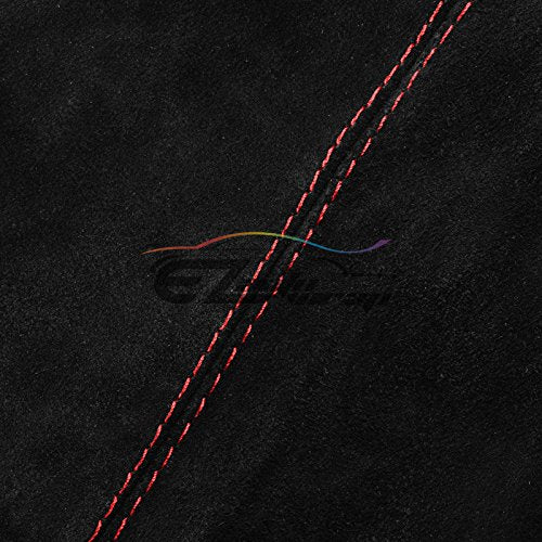 EZAUTO WRAP Universal Real Velvet Shift Knob Shifter Boot Cover Black with Red Stitches Genuine Leather MT at Sport - color: Velvet With Red Stitches