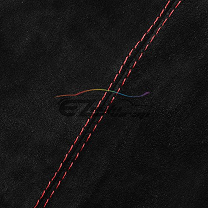 EZAUTO WRAP Universal Real Velvet Shift Knob Shifter Boot Cover Black with Red Stitches Genuine Leather MT at Sport - color: Velvet With Red Stitches