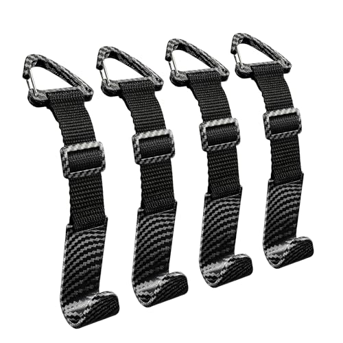 Amooca Headrest Hooks for Car Adjustable 4 Pack Vehicle Seat Back Organizer Storage Hanger Holder for Purse Bags Universal Fit with Clip Black Carbon Fiber - color: Black Carbon Fiber