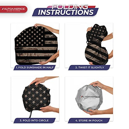 Autoamerics 1-Piece Windshield Sun Shade Brown Camo American Flag USA Design - Foldable Car Front Window Sunshade for Most Sedans SUV Truck - Blocks Max UV Rays and Keeps Your Vehicle Cool - Large - color: USA BROWN CAMO FLAG, size: LARGE = 64 x 33.5 inch