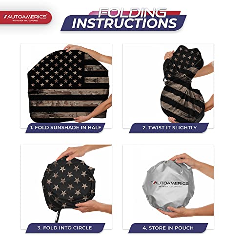 Autoamerics 1-Piece Windshield Sun Shade Brown Camo American Flag USA Design - Foldable Car Front Window Sunshade for Most Sedans SUV Truck - Blocks Max UV Rays and Keeps Your Vehicle Cool - Large - color: USA BROWN CAMO FLAG, size: LARGE = 64 x 33.5 inch