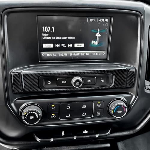 Car Radio Sticker Carbon Fiber Decal Cover Interior Trim for Chevrolet Silverado/GMC Sierra 1500 2500HD 3500HD 2014-2018 Accessories - color: Radio