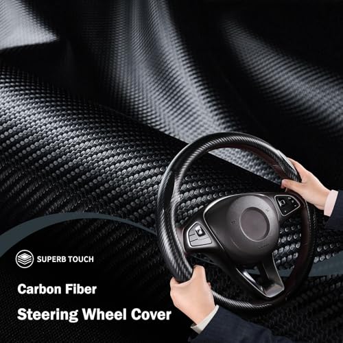 Carbon Fiber Steering Wheel Cover, Thin Steering Wheel Cover Protector Universal Car Steering Wheel Accessories, Matte Black - color: A matte black