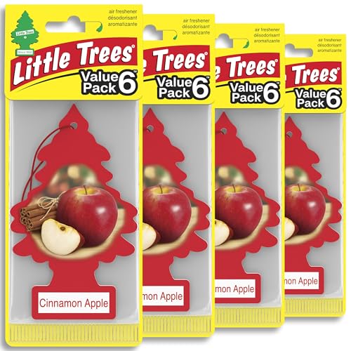 LITTLE TREES Car Air Freshener | Hanging Tree Provides Long Lasting Scent for Auto and Home | 24 Air Fresheners |Cinnamon Apple - color: Cinnamon Apple