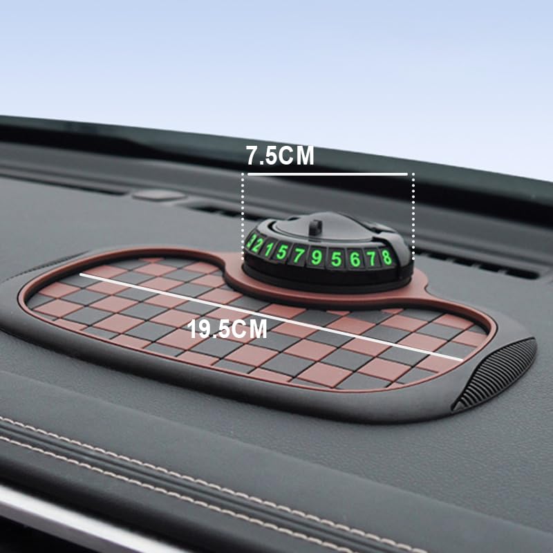 Universal Anti-Slip Car Dashboard Mat, 2026 New 360° Rotatable Phone Holder Dashboard Pad with Temporary Parking Number, Anti Skid Organizer for Phone Sunglasses Keys (Gray Black) - color: Gray Black