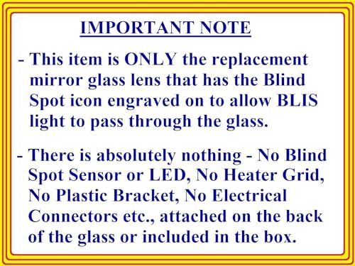 Blind Spot Mirror Glass With Full Size Adhesive for 2011-2023 Chrysler 300 Dodge Charger Passenger Side View Right RH