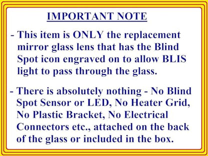 Blind Spot Mirror Glass With Full Size Adhesive for 2011-2023 Chrysler 300 Dodge Charger Passenger Side View Right RH