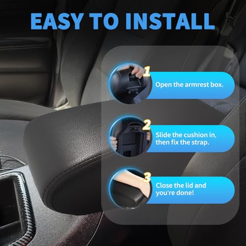 Center Console Cover Compatible with Jeep Grand Cherokee 2011-2021 Accessories, Premium Leather Armrest Cover Pad, Car Middle Console Lid Cover (Black) - size: 2011-2021 Jeep Grand Cherokee