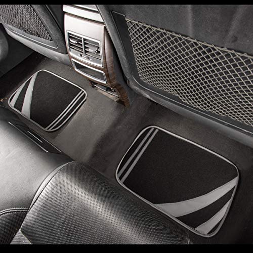 CAR PASS Carpet Car Floor Mats, Edge Leather Waterproof Car Mats with Double Stitch Line and Anti-Slip Backing Design, Fit 95% Automotive,SUVS,Sedan,Vans (Black and Gray) - color: Black and Gray