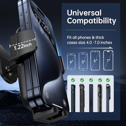 SYNCWIRE Car Phone Holder for Universal Dashboard [Super Stable] Car Phone Mount Foldable Aluminum Alloy Arm for iPhone 17 16 15 14 13 12 Series & All Phones