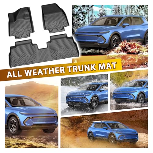 Powerty Floor Mats for 2024-2025 2026 Chevrolet Chevy Equinox EV Accessories (Non Fuel), All Weather Protection Anti-Slip and Waterproof Car Floor Liners for Equinox EV 3PCS - size: 2)Chevy Equinox EV｜24-26｜1st & 2nd Row