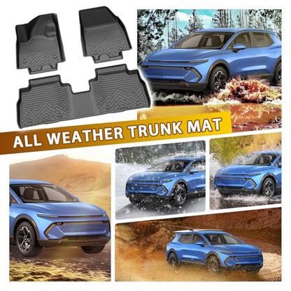 Powerty Floor Mats for 2024-2025 2026 Chevrolet Chevy Equinox EV Accessories (Non Fuel), All Weather Protection Anti-Slip and Waterproof Car Floor Liners for Equinox EV 3PCS - size: 2)Chevy Equinox EV｜24-26｜1st & 2nd Row