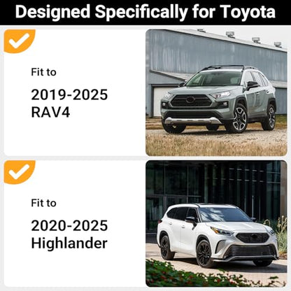 Car Door Handle Cover Protector Compatible with Toyota 2019-2025 RAV4 & 2020-2025 Highlander Hybrid (Include HEV) Accessories Glossy Black ABS Material - color: RAV4/Highlander