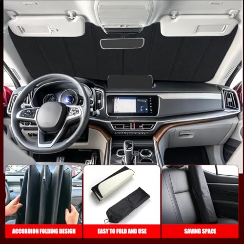 Windshield Sun Shade for Silverado/Sierra 1500 2019-2026, Silverado/Sierra 2500HD 3500HD 2020-2026, Accordion Folding Design Blocks Heat & UV Rays Maintain Cool Interior and Save Space - size: Silverado/Sierra 1500 2500HD 3500HD 2019-2026