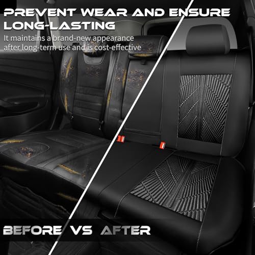 CAR PASS 3D Neoprene Back Seat Cover, Waterproof Rear Seat Covers Universal Fit for Cars Sedans Trucks Vans and SUVs, Black - color: Solid Black-Rear, size: Rear Seat