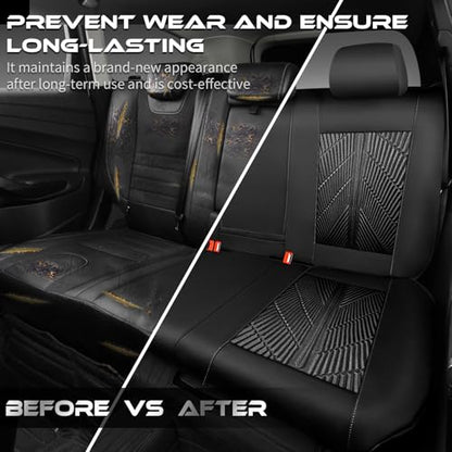 CAR PASS 3D Neoprene Back Seat Cover, Waterproof Rear Seat Covers Universal Fit for Cars Sedans Trucks Vans and SUVs, Black - color: Solid Black-Rear, size: Rear Seat